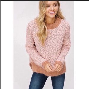 Two Tone Popcorn Knit Sweater